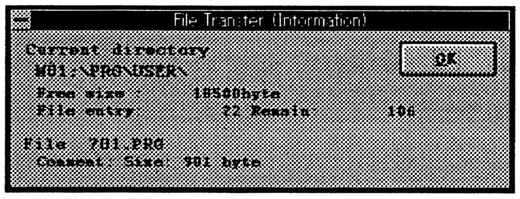 The File Transfer (Information) window will open, and the information can be read. The following details will display as the file information.
