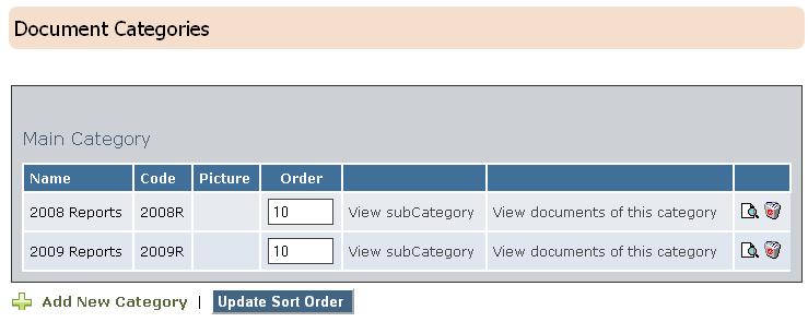 Section 3: Managing Document Categories Figure 3-1 Document Categories page After configuring general Document Manager settings, you can start creating document categories to hold subcategories or