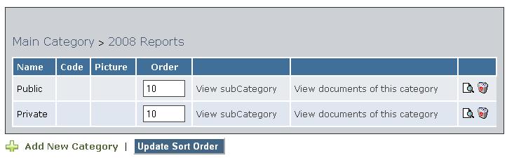 3) Click Apply. The subcategory (or document) will be automatically deleted. You will be redirected to the updated Document Categories page, confirming that the category has been deleted.