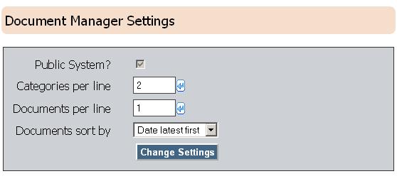 Section 2: Customizing Settings Figure 2-1 Settings page Select the Settings link from the right-hand Main Menu. The Settings page (Figure 2-1) will be displayed.