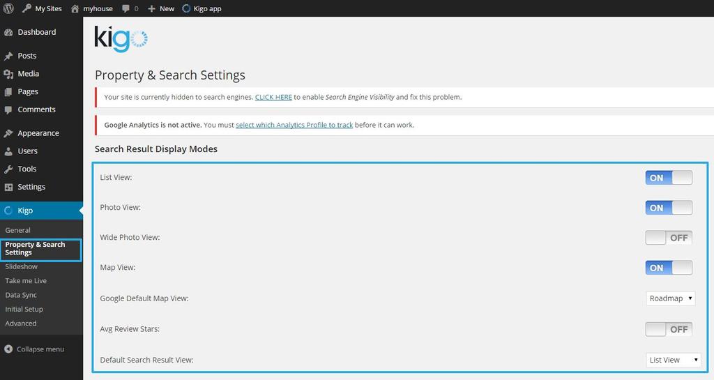4.7 Search Results View The search results page displays the properties in 3 different modes: List