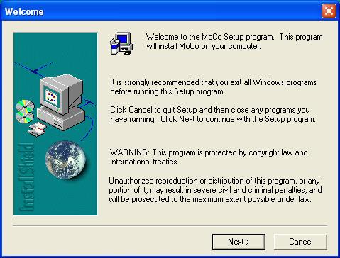 1.2 Installation of MoCo software Step 1: With MoCo installation CD in your