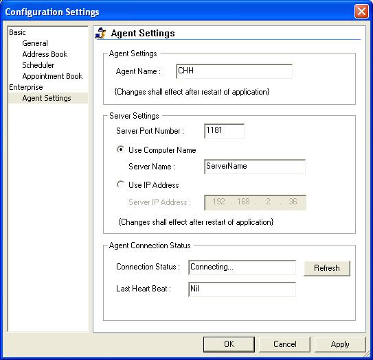 14.3.2 Agent Settings User can set the following configuration for the Agent Settings if you are using MoCo Agent : Agent Settings User can change the Agent Name here.