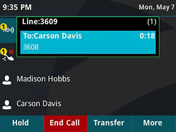 Audio Calls Multiple Calls on phone lines on the Lines screen Display Calls from the Lines Screen You can display the calls for each line from the Lines screen.