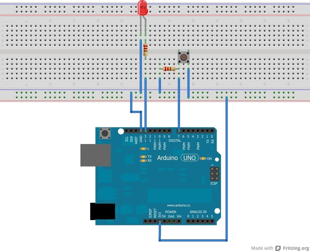 Digital Input/ Output Write Arduino code that uses to turn led on (on pin 13) when the button status is high
