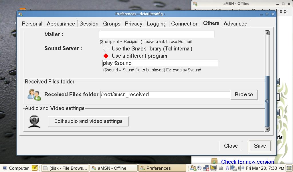 Step 4: Click the Edit audio and video setting button in Others tab to
