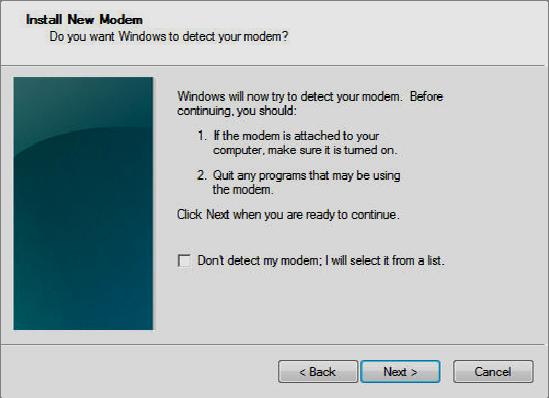 Click Don t detect my modem, I will