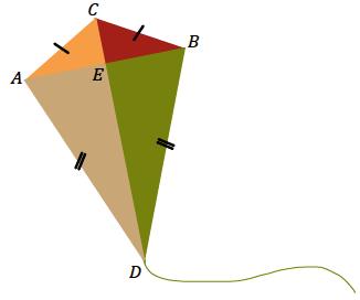 Quadrilateral AAAAAAAA is a model of a kite. The diagonals AAAA and CCCC represent the sticks that help keep the kite rigid. a. John says that AAAAAA = BBBBBB.