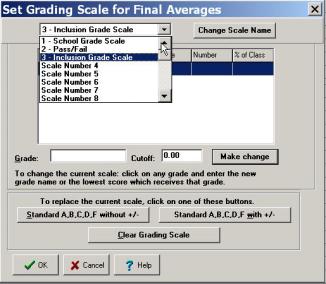 Setting Multiple Grade Scales Step 1: Choose a new Grade Scale number from the drop-down menu. Step 2: Type the new Grade in the Grade box type the Minimum Average in Cutoff text box.