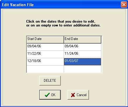 Vacation Calendar Wizard The Edit Vacation File allows you to manage vacation and non-school days. To Set Up the Vacation Calendar: Step 1: Click Edit Attendance Edit Vacation File.