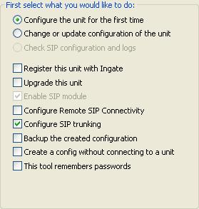 Select Configure SIP Trunking if you want the tool to configure SIP Trunking between a IP-PBX and