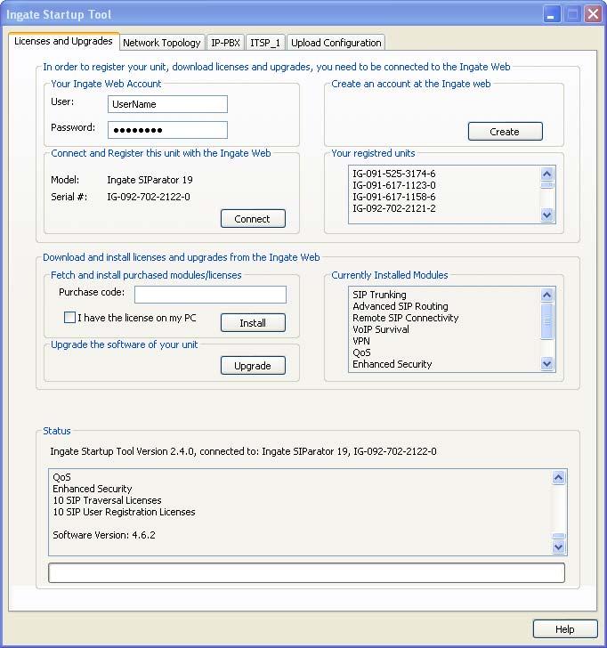 4.3 Licenses and Upgrades Available online at www.ingate.com, a customer, VAR, distributor can login (http://www.ingate.com/login.