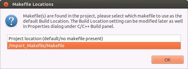 Importing existing code as a Makefile project 5. Click OK. The project is created. 6.