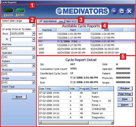 Getting Started with Cycle Reports Double-click the Medivators Reporting icon on a Reporting workstation desktop to display the Cycle Reports window.