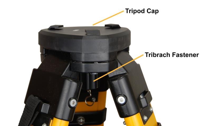 Set up the base station in an open, flat, safe location. 54. Unbuckle the strap that holds the tripod legs together. 55. Open the tripod legs until the tripod is stable.
