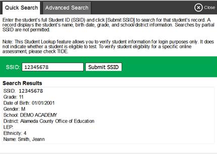 Looking Up Students You can use the student lookup feature to perform a quick or advanced search for student information.
