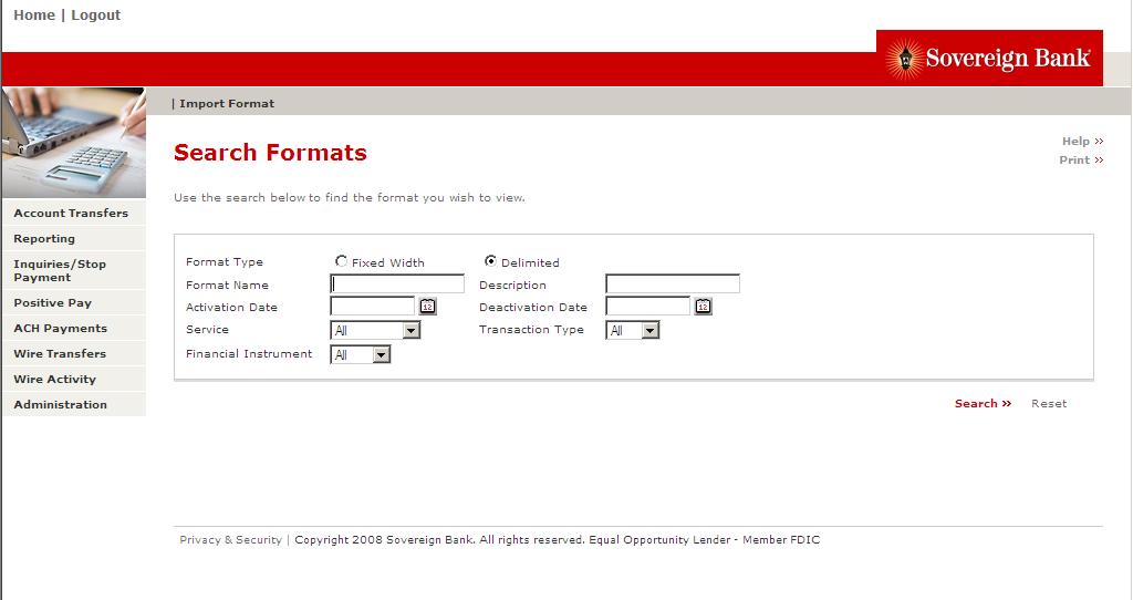 View Import Format Use the Import feature to upload a check issue or void file directly to Santander s ARP system. 1. From the left-hand navigation, select Administration. 2.