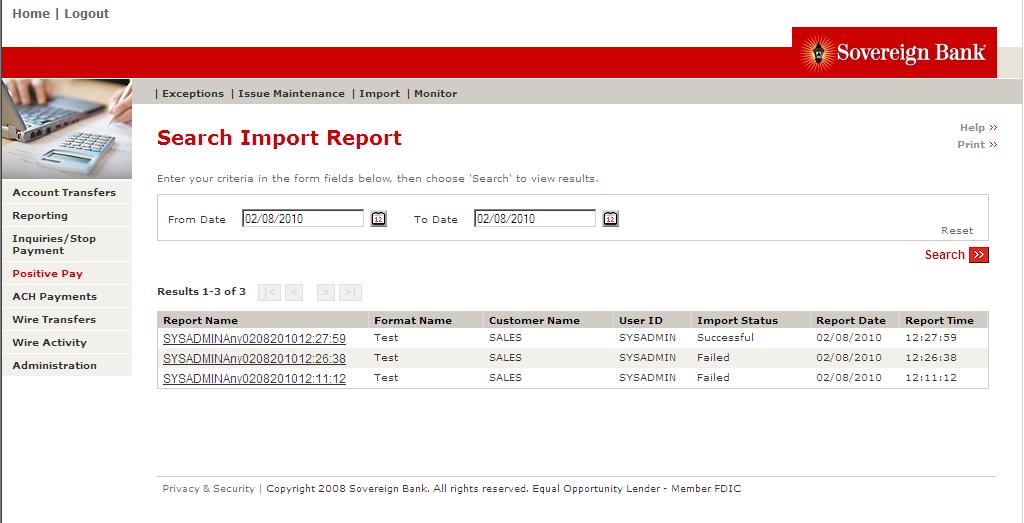 10. A list of uploaded reports will appear.