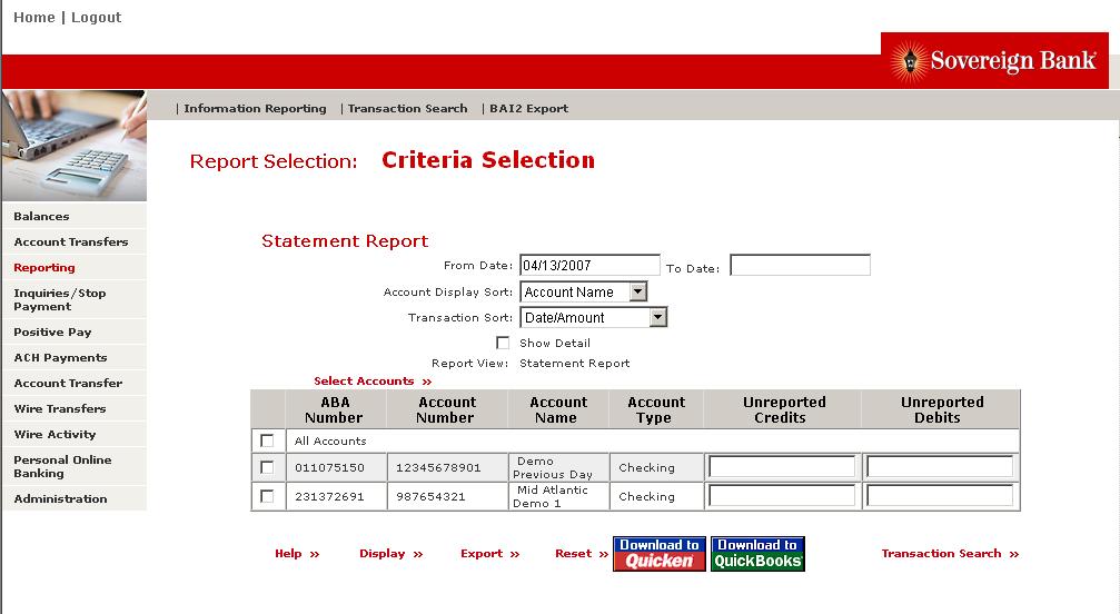 3. The From Date field will pre-fill with the previous business day s date. To select a date range, enter the From Date and the To Date. 4. Select the Account Display Sort from the drop-down menu. 5.
