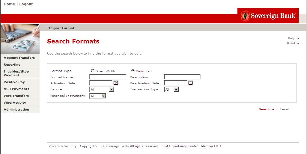 Edit Import Format Use the Import feature to upload a check issue or void file directly to Santander s ARP system. 1. From the left-hand navigation, select Administration. 2.