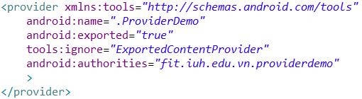 insert()this method inserts a new record into the content provider. delete() This method deletes an existing record from the content provider.