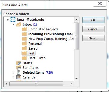 Creating Rules for Email Option 1 Always Move Messages From: The Chronicle 1.