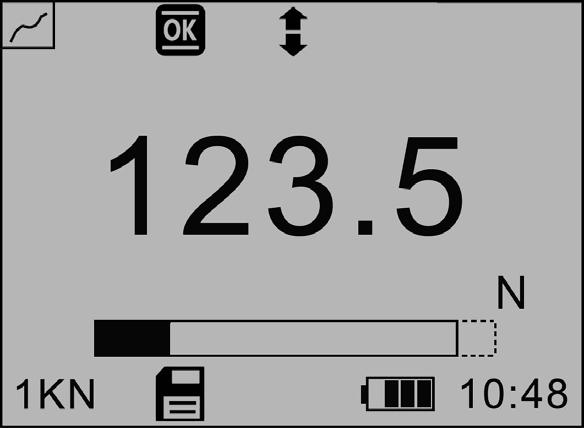 Flashes when gauge needs to be recharged. 3. OK/OV Indicator: Under Lower Limit 6 9 8 Between Low Limit & Upper Limit Over Upper Limit 4. Force Icons: Indicates force direction.