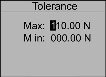 Setting RS-232 Baud Rate Figure 4-2d 4.2.3 Tolerance In the Tolerance menu, program high and low limit values to enable ok/ov testing.