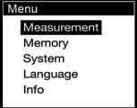 1. OPERATION 1.1 Key Functions All keys are capacitive touch. ON/OFF: Push for 1 second to power On or Off During Measurement: Store data. In Menus: Back or quit. During Measurement: Enter the menus.