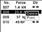 Press MENU. A small window will pop out. Here you can select Delete or Print. See Fig. 4-2(b).
