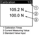 If you have standard force weights or other standard load and a test stand, you may utilize this function and procedure to calbrate the sensor. Fig. 5-6(d) Fig. 5-6(e) 5.
