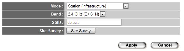 3 4 1 2 Station Infrastructure In Station Infrastructure mode, you can select a wireless access point to become its wireless client, and also acts as wireless access point to serve other wireless
