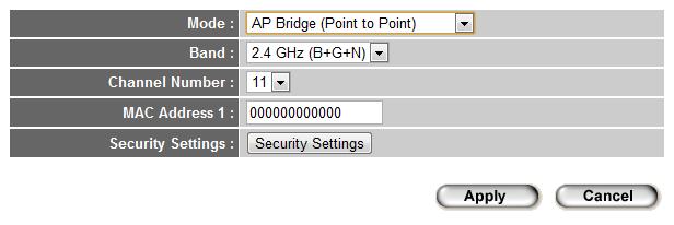 3 4 1 3 AP Bridge: Point to Point In this mode, you can use this broadband router as a wireless network bridge and let all computers connected to the LAN ports of both wireless access points to