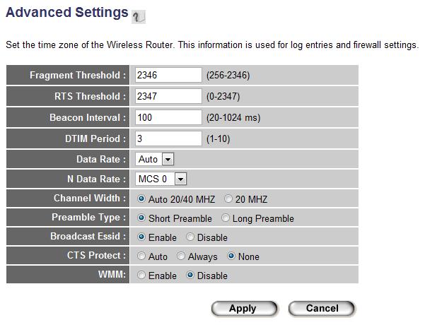 3 4 2 Advanced Settings This router provides some advanced control of wireless parameters, if you want to configure these settings, please click Wireless menu on the left of web management interface,