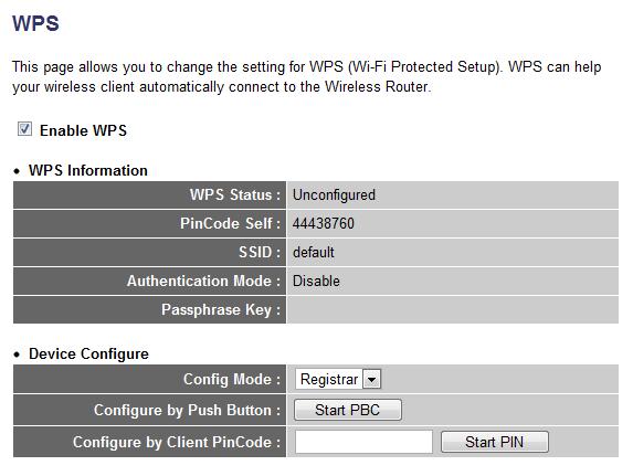3 4 5 WPS WPS (Wi Fi Protected Setup) provides a convenient way to establish the connection between this broadband router and wireless clients.