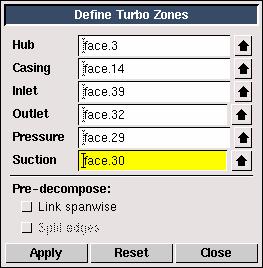 Procedure BASIC TURBO MODEL WITH UNSTRUCTURED MESH Step 6: Define the Turbo Zones This step standard zone types to surfaces of the turbo volume.