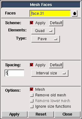 Procedure BASIC TURBO MODEL WITH UNSTRUCTURED MESH Step 9: Mesh the Center Spanwise Face To create an unstructured mesh for this example, it is best to pre-mesh the middle spanwise face and to employ