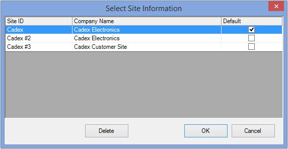 Type the information in the appropriate fields for the new customer site. Click OK to save the information. View Site Information To view information about a specific site, click Select Site.