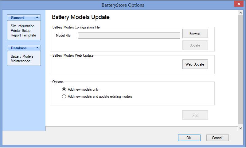 Section 6: Update and Backup the Battery Models Database Battery Models Update To Update the Battery Models database: 1. Save the.cfg database file to your PC. The.