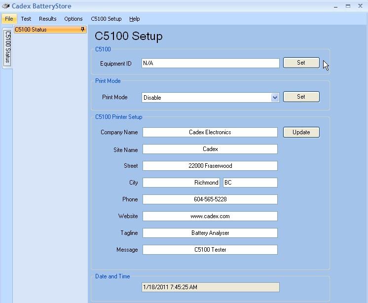 Section 5: C5100 Setup C5100 Setup The C5100 Setup window is used for C5100 receipt printing and firmware upgrades.