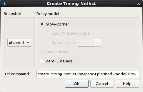 Figure 8. Planned Snapshot in Create Timing Netlist Dialog Box Loads the Planned Snapshot for Timing Analysis 4.