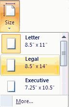The default paper size is 8 1/2" x 11", but you can select other available paper sizes, such as legal (8.5" x 14"). To select a different paper size: 1.