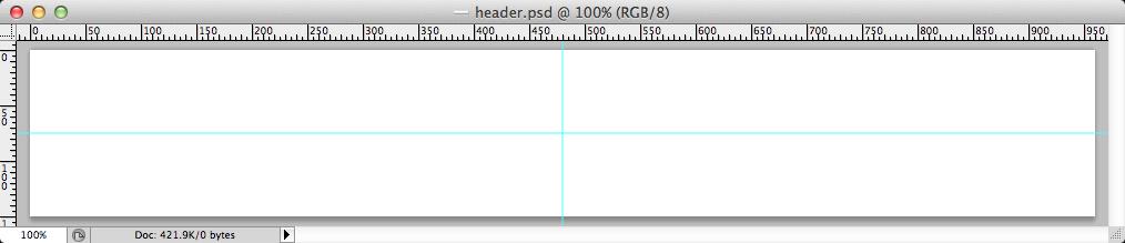 5. In the New window, Enter header in the Name textfield. Enter 960 pixels in the Width textfield. Enter 150 pixels in the Height textfield. In the Resolution textfield, enter 72 pixels/inch.