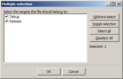 When you press Open, you will see a dialog box similar to the following appear: Since we do want to add all these files to both the Release and
