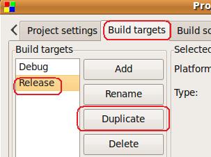 Click the Build targets tab.