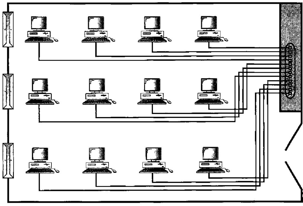 14 CHAPTER 1 NTRODUCTON Figure 1.10 An isolated AN connecting 12 computers to a hub in a closet Hub LANs are designed to allow resources to be shared between personal computers or workstations.