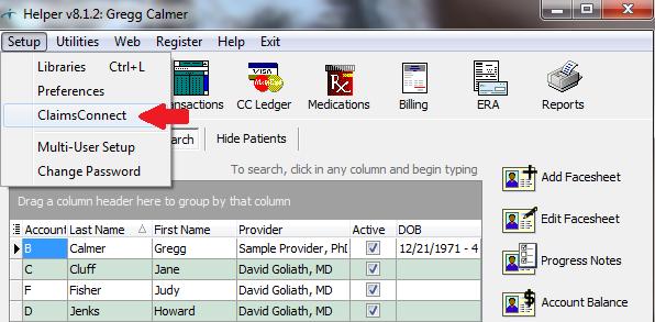 Setting Up Helper to Use ClaimsConnect You now need to set up Helper to send out claims using ClaimsConnect.