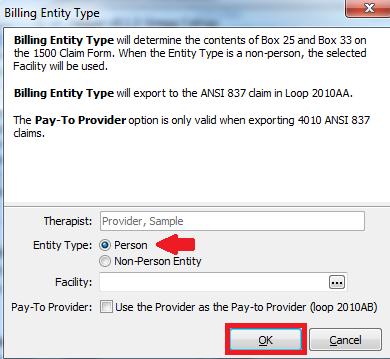 Step C Now you need to set up your Billing Entity Type. This will determine whether you bill as an individual provider or as a group.