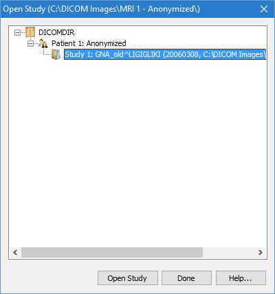 Open a study To open a study, you need a DICOMDIR file. If you don't have a DICOMDIR file, you can use the menu command "File New DICOMDIR" to create one.