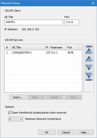 Configuration Configure the Sante DICOM application Select the menu command "Options Network Setup".